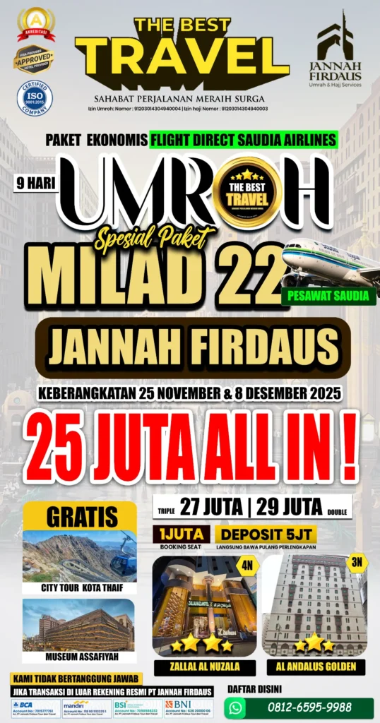 Umroh Promo 9 Hari Paket Ekonomis Bintang 4