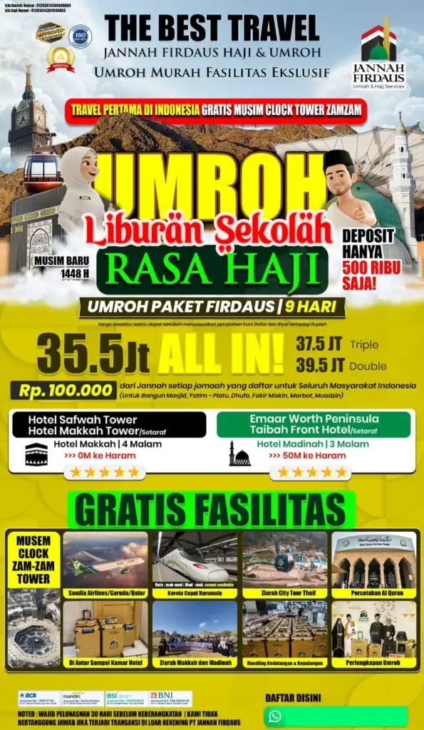 umroh 9 hari - paket firdaus liburan sekolah