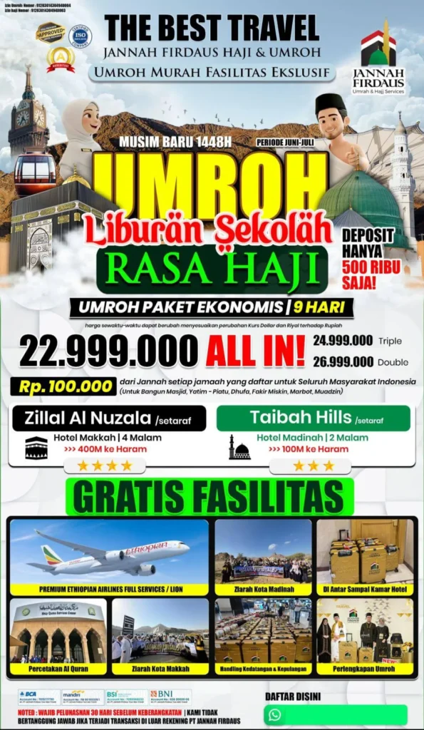 umroh 9 hari - paket super ekonomis liburan sekolah