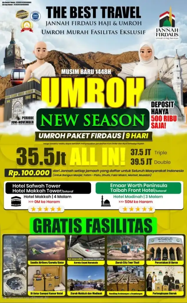 paket umroh bintang 5 firdaus 9 hari