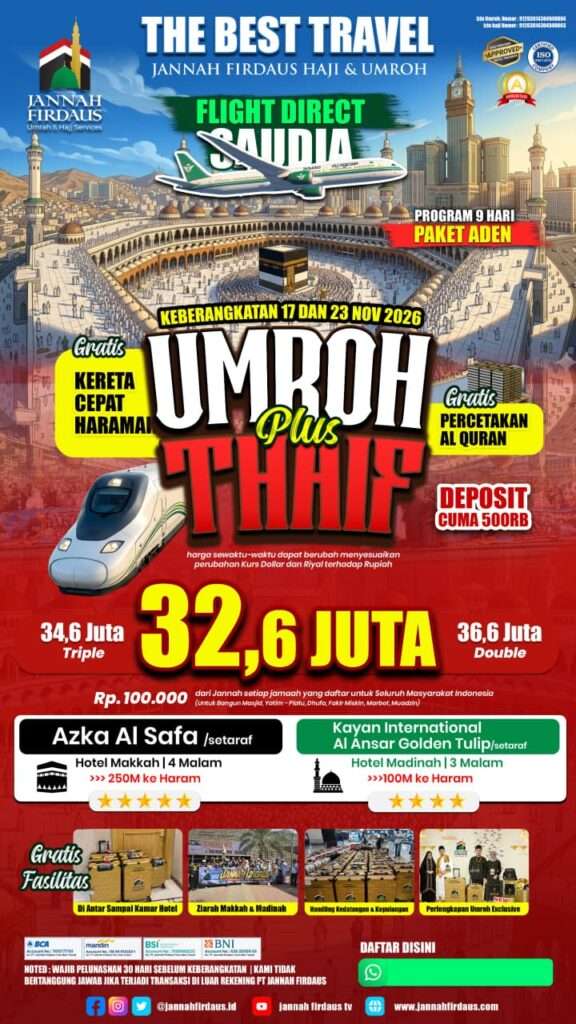 umroh 9 hari maskapai direct