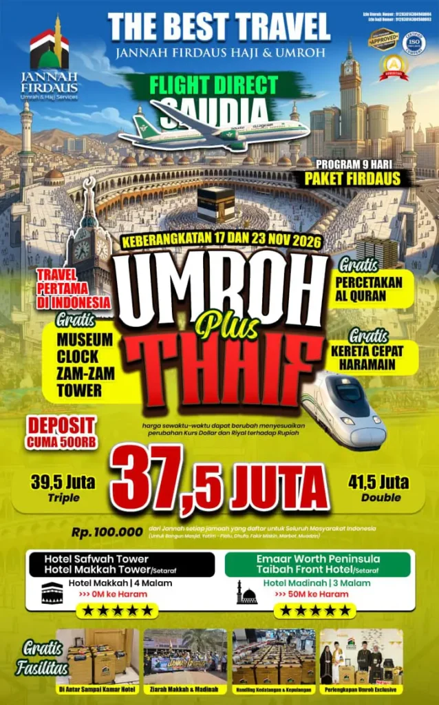 umroh 9 hari maskapai direct