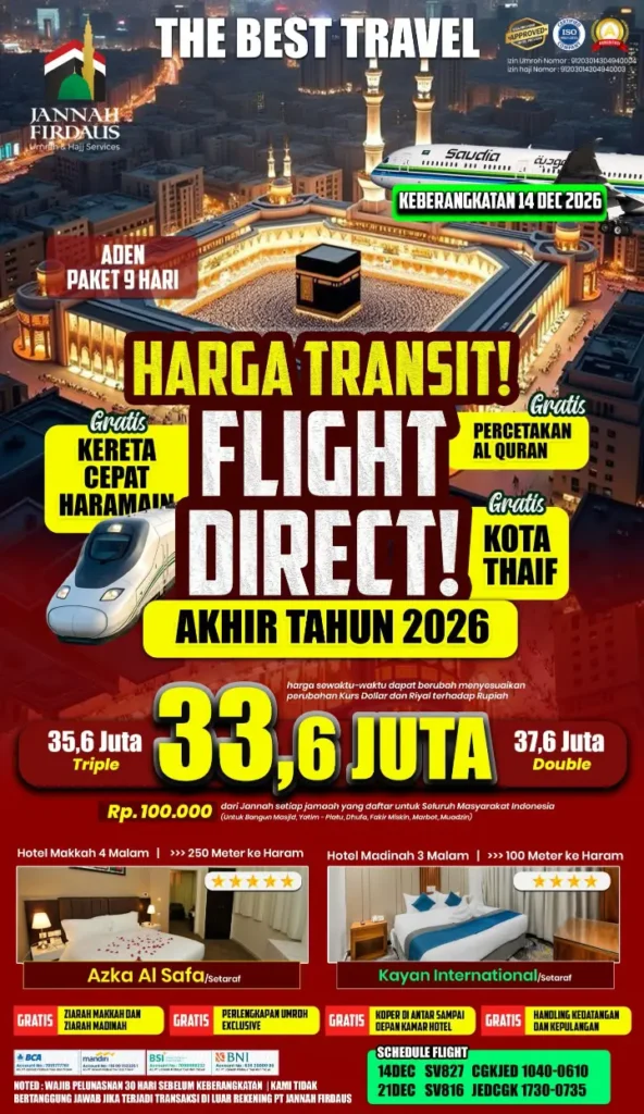 umroh 9 hari paket Aden akhir tahun