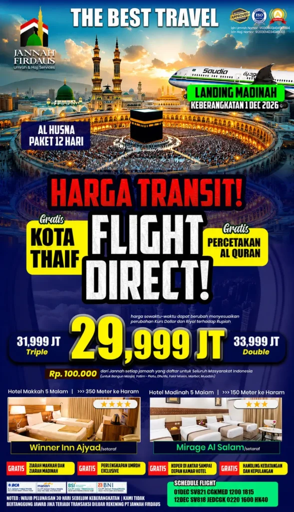 paket umroh 12 hari al husna - landing Madinah
