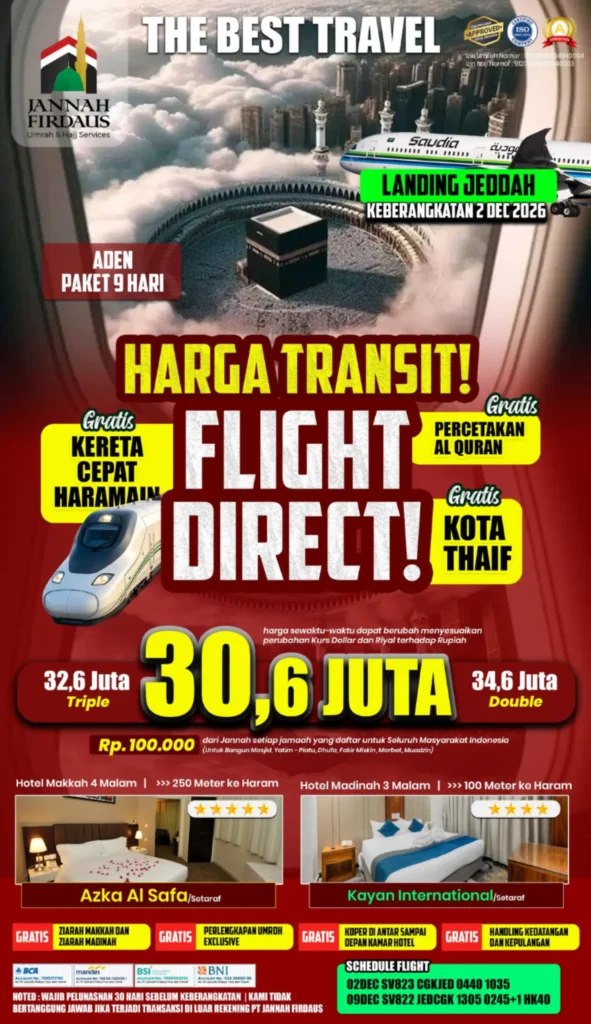 paket umroh 9 hari aden - landing Jeddah